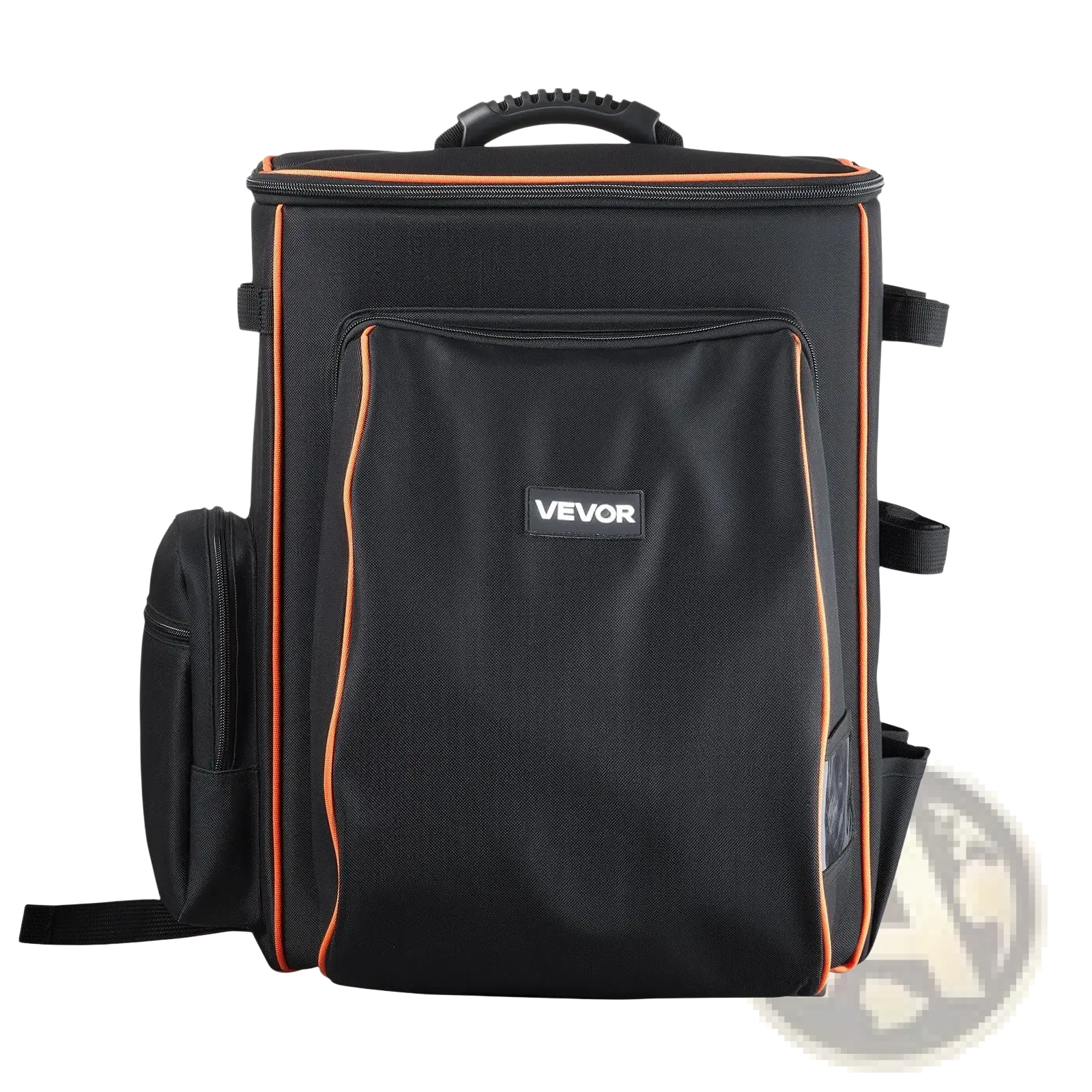 Black vevor 35.6l heavy duty welding backpack with helmet catch bag black with orange trim multiple compartments