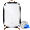 Vevor 6l skincare fridge with black and rose gold framed led mirror featuring a sleek rectangular design