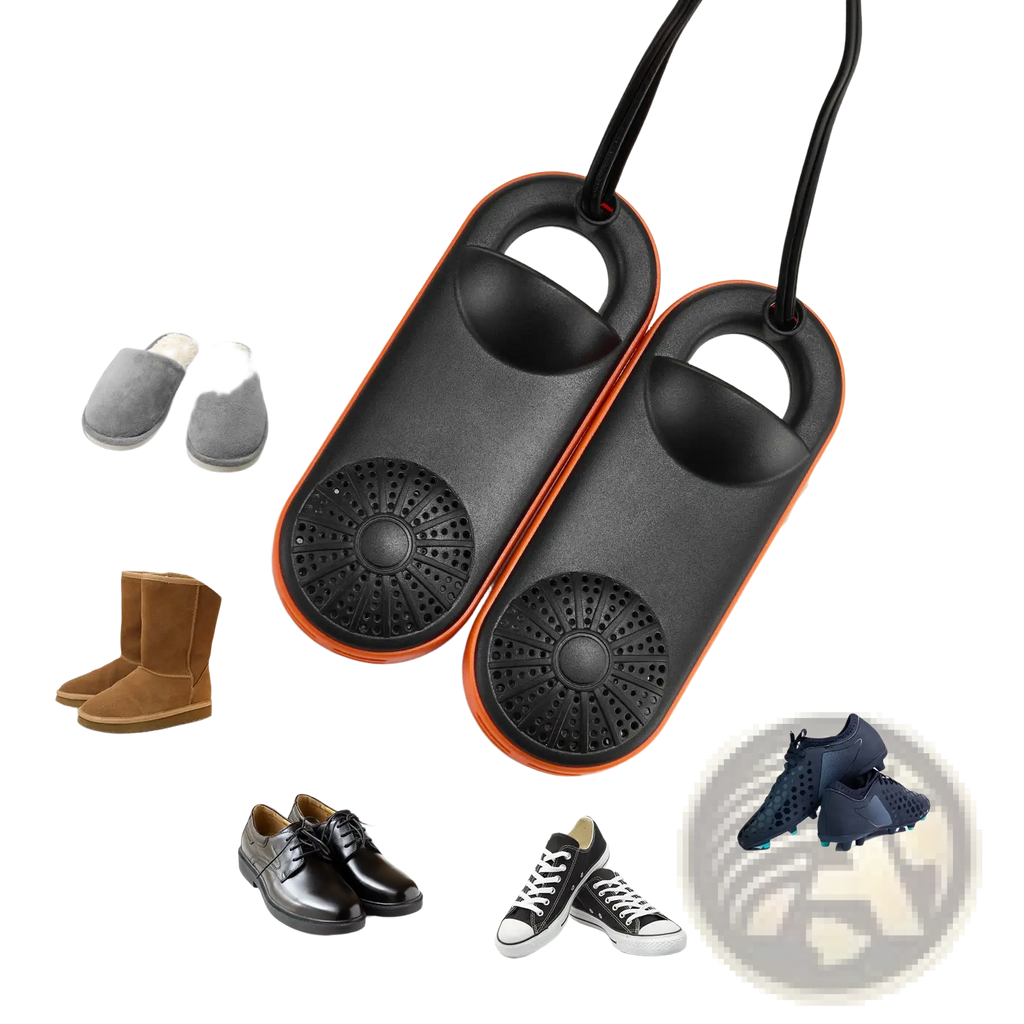 Vevor portable electric shoe and boot dryer in black and orange with hanging handle for easy storage and use