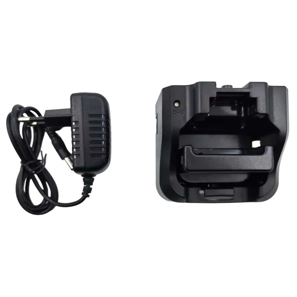Black plastic vhf marine radio charger and adapter set for recent rs-38m model marine radio use