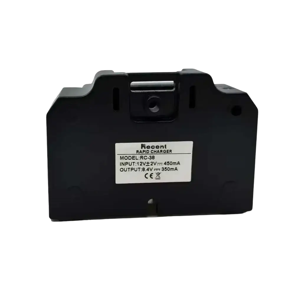 Black plastic vhf marine radio charger with molded edges for recent rs-38m rapid charging marine radio use