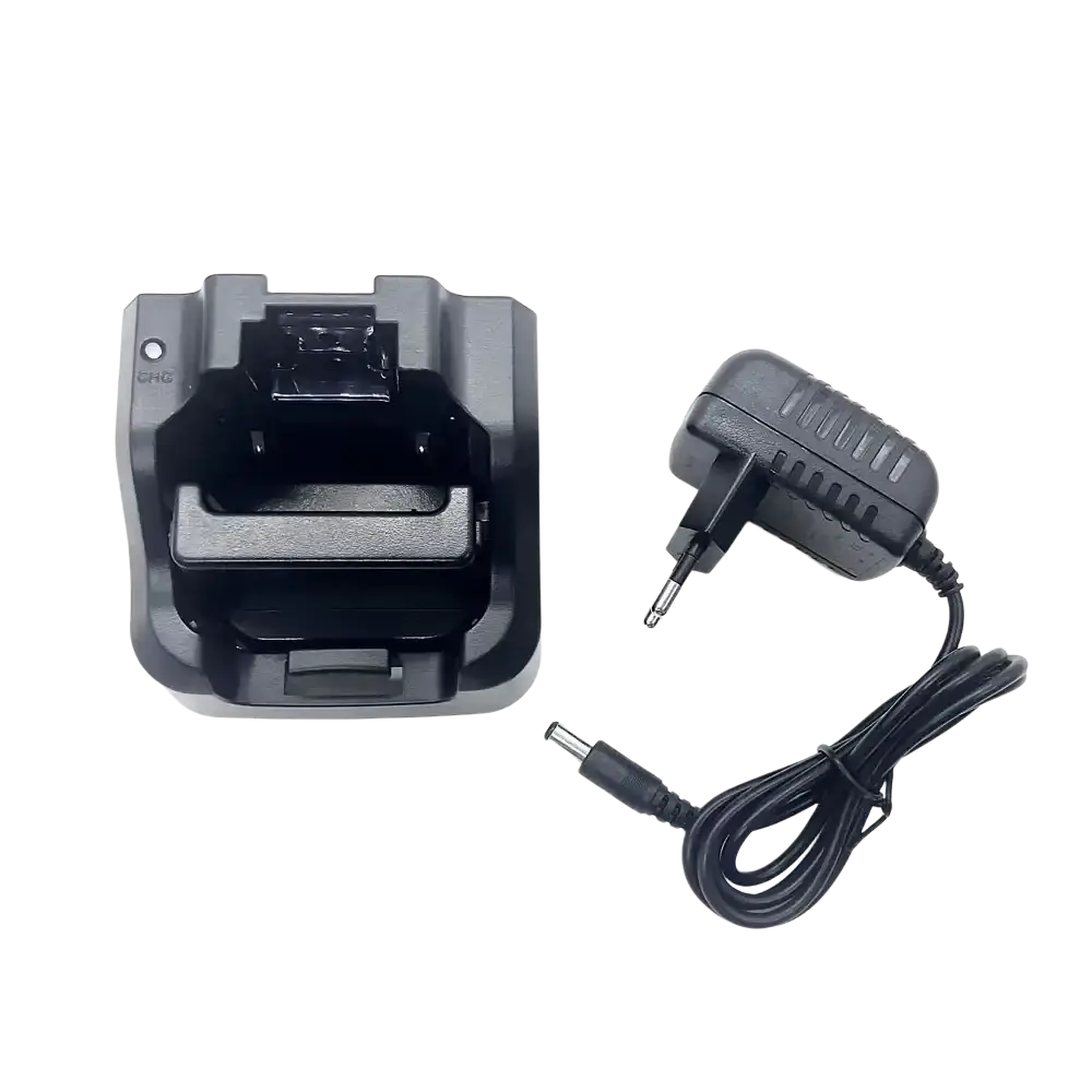 Black plastic vhf marine radio charger dock and adapter for recent rs-38m handheld marine radio device