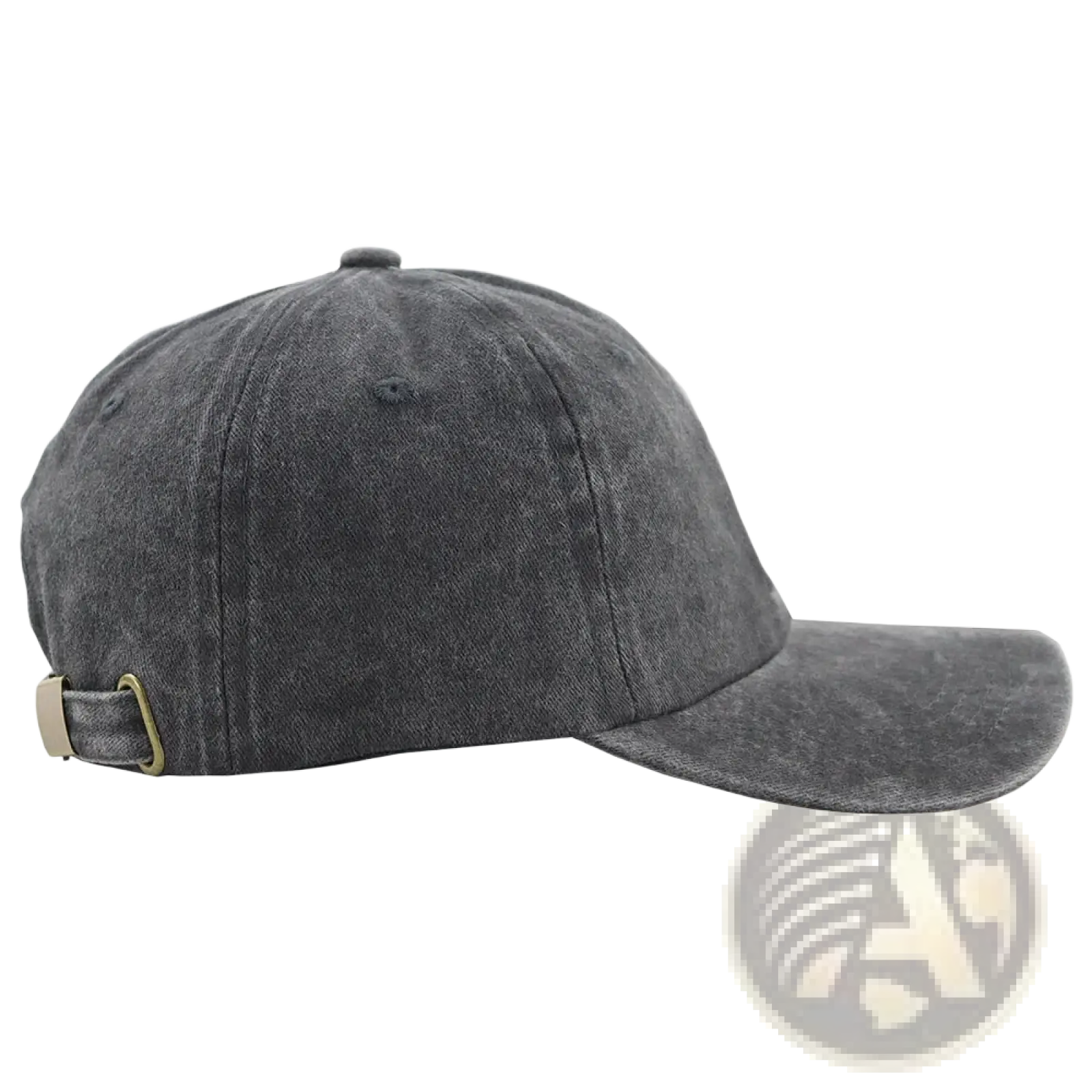 Vietnam veteran embroidered baseball cap made of dark gray textured denim with curved brim and adjustable strap closure