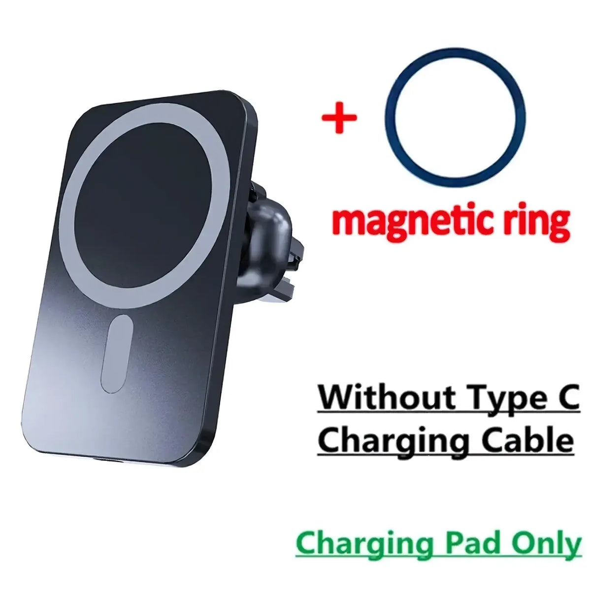 Black vikefon magnetic car wireless charger with circular induction coil and sleek metallic finish for iphone charging