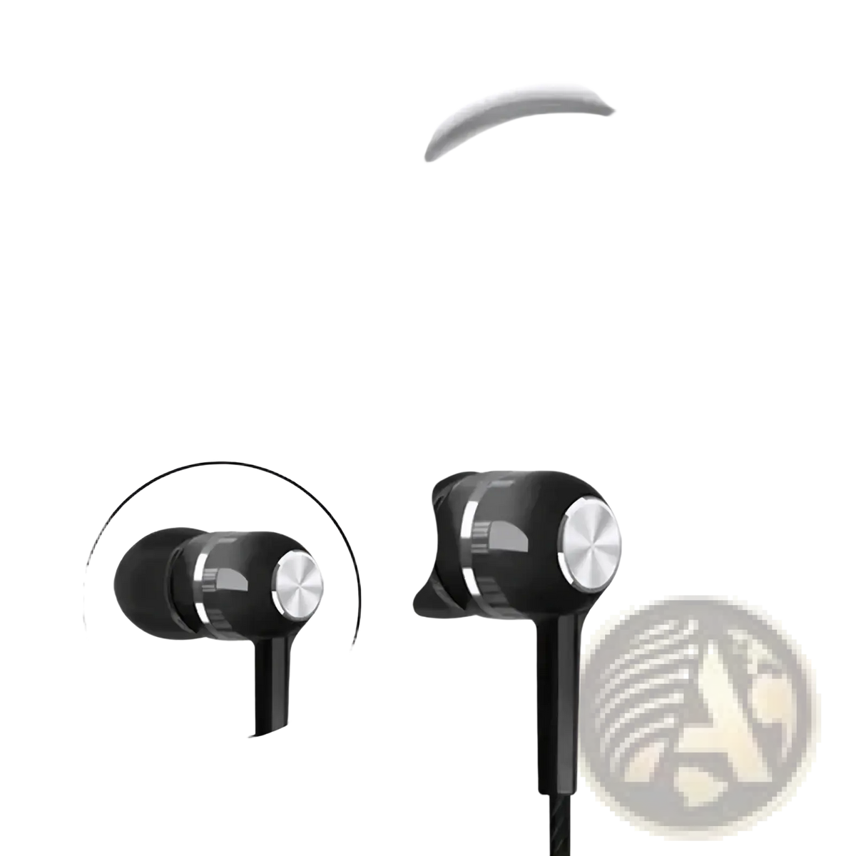 Vikefon wired in-ear gaming headset with mic in black featuring silver metallic earbud tips for enhanced audio quality