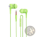 Vikefon wired in-ear gaming headset with mic lime green earbuds metallic silver accent and braided cable