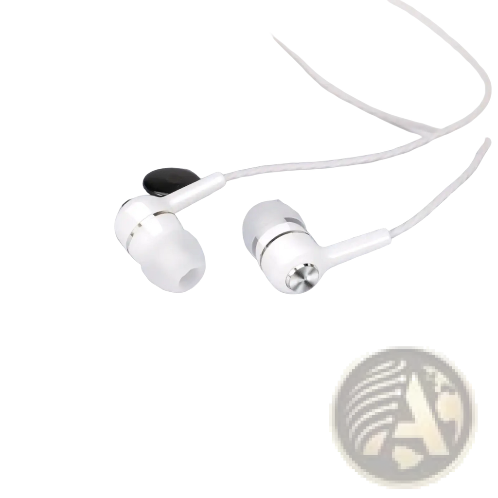 Vikefon wired in-ear gaming headset with mic in white with silver accents and a sleek minimalist design