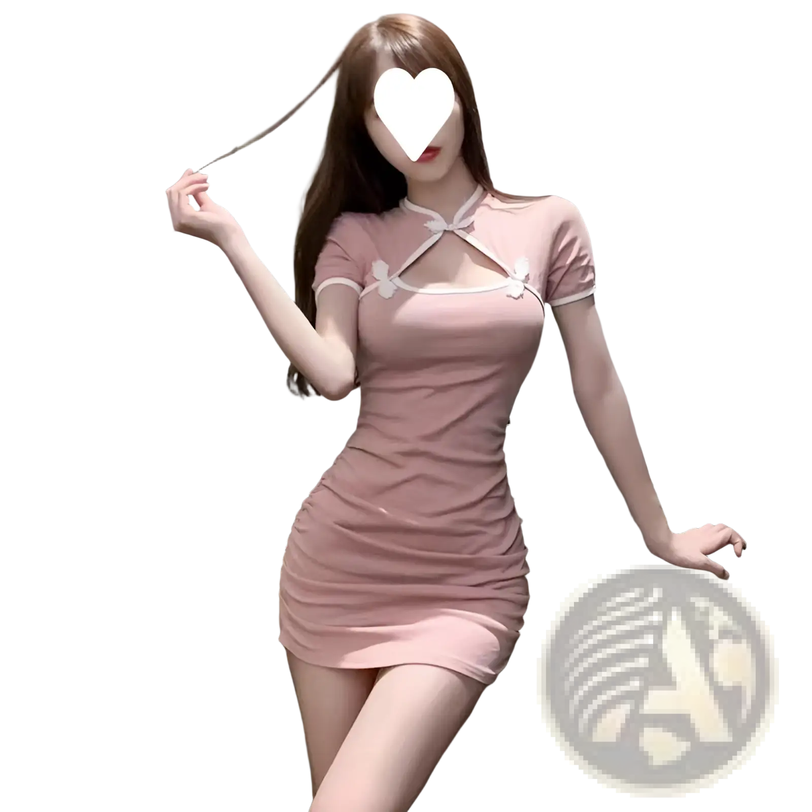 Vintage bow accent bodycon mini dress in pink with short sleeves white lace trim and bow details at the neckline