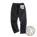Vintage brown corduroy cargo pants showing back side with black corduroy dad pants style elastic waistband and rear pockets