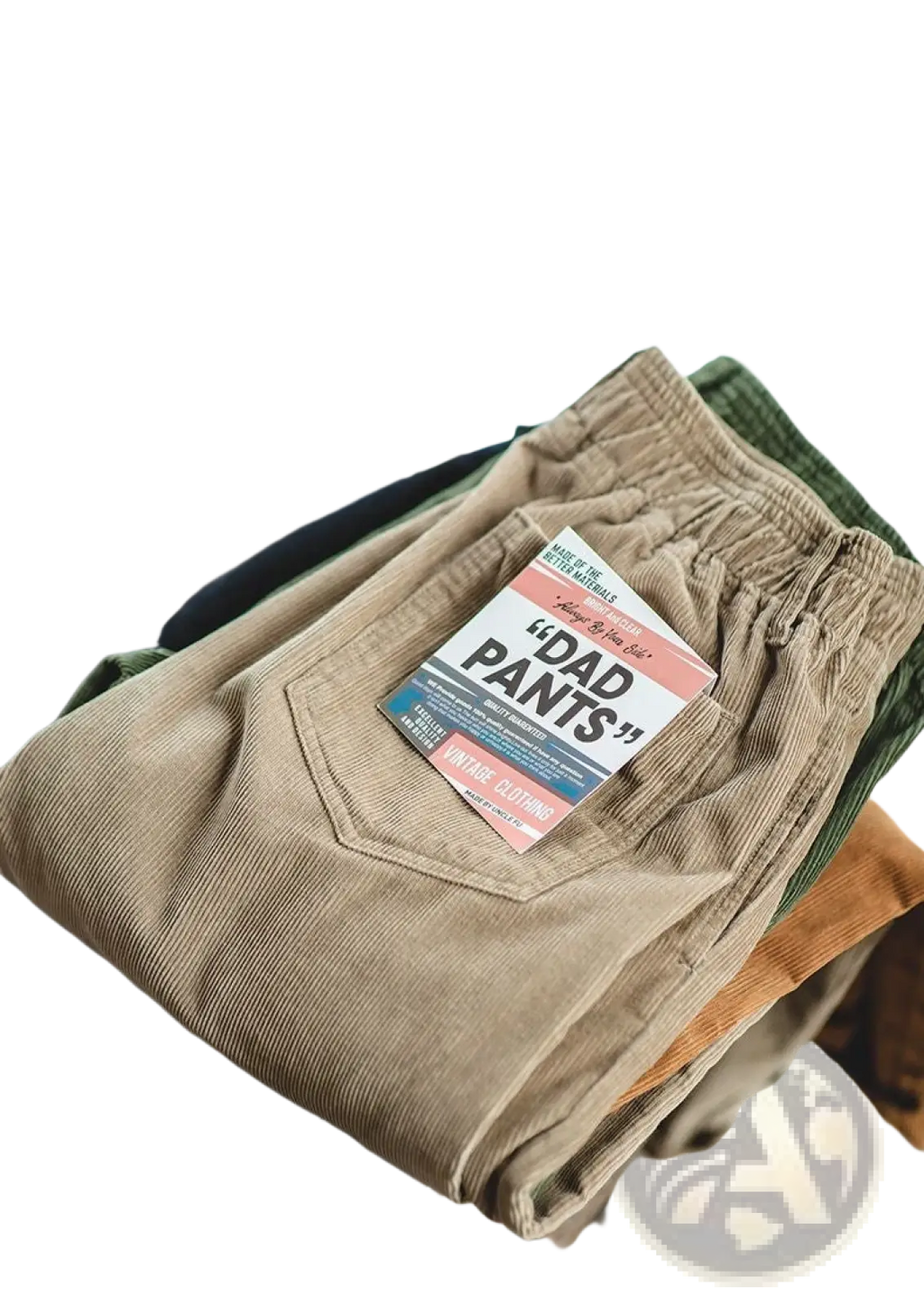 Beige vintage brown corduroy cargo pants with relaxed fit and elastic waistband for casual wear