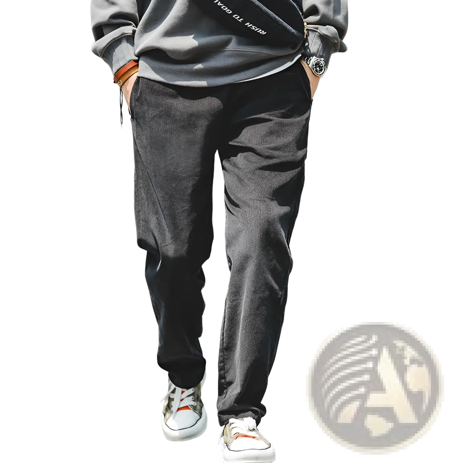 Vintage brown corduroy cargo pants in a relaxed fit with subtle vertical ridges and functional pockets