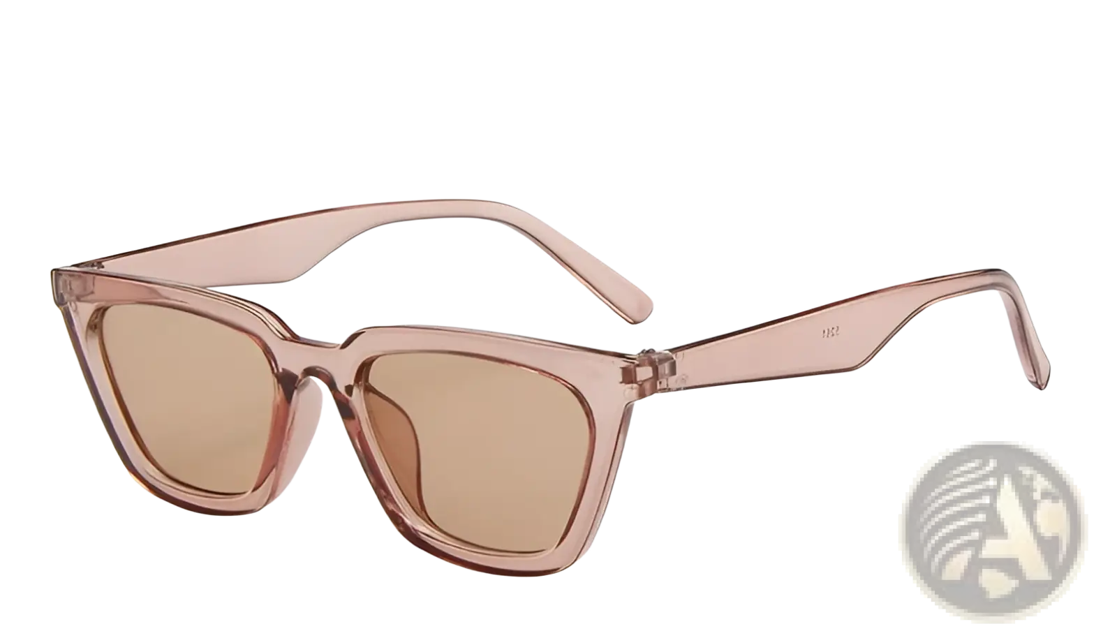 Translucent rose gold acetate vintage cat eye sunglasses with brown gradient lenses in tortoiseshell style