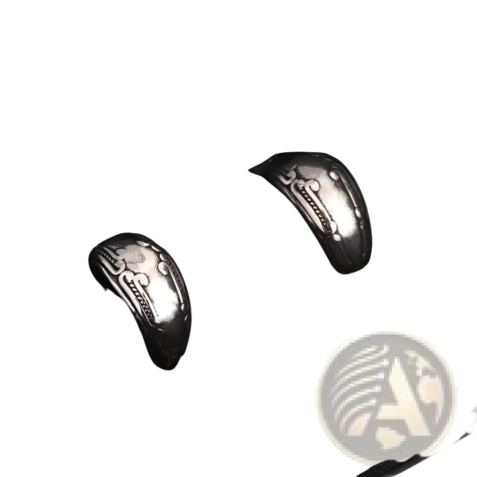 Vintage engraved silver alloy hoop earrings featuring intricate ornate engraved patterns in silver color