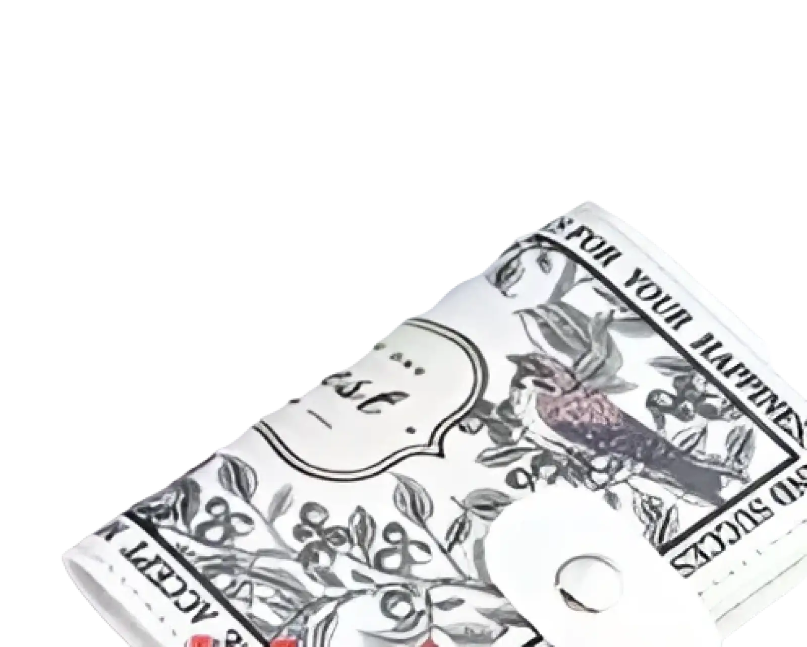 Vintage floral pu leather multi slot card holder wallet with delicate white black patterned notebook style cover
