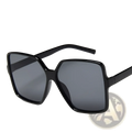 Vintage geometric oversized black square framed sunglasses with dark gray uv400 gradient lenses for sun protection
