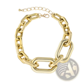 Vintage gold chunky link chain choker necklace featuring a gold-toned chunky link chain with a bold industrial design