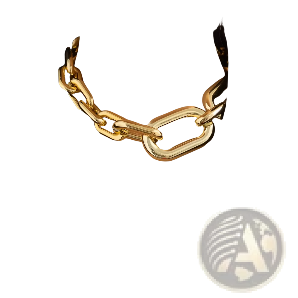 Vintage gold chunky link chain choker necklace featuring a bold gold-toned chunky chain with industrial design