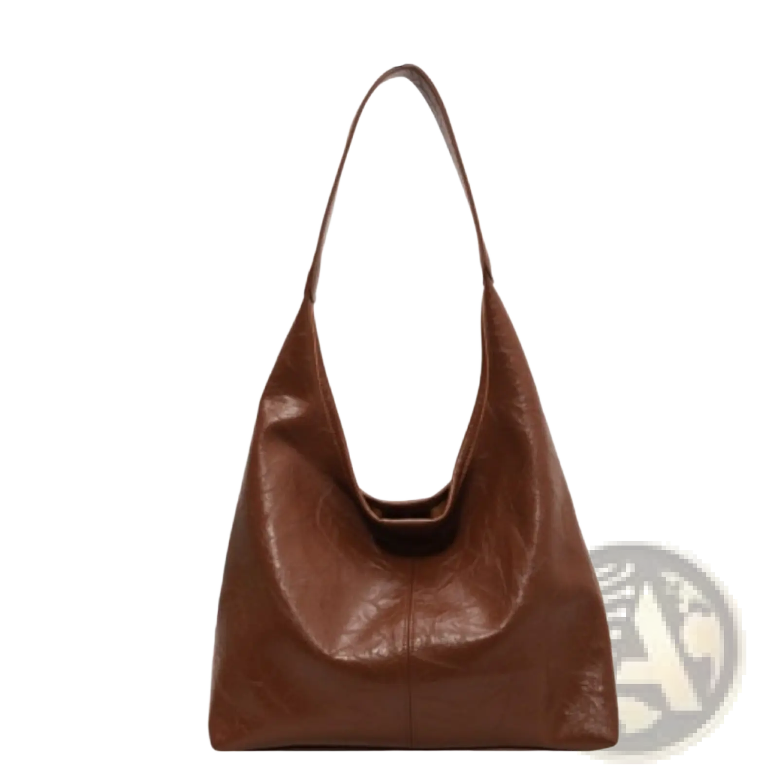 Vintage large capacity brown leather hobo bag with soft slouchy design and single shoulder strap for everyday use