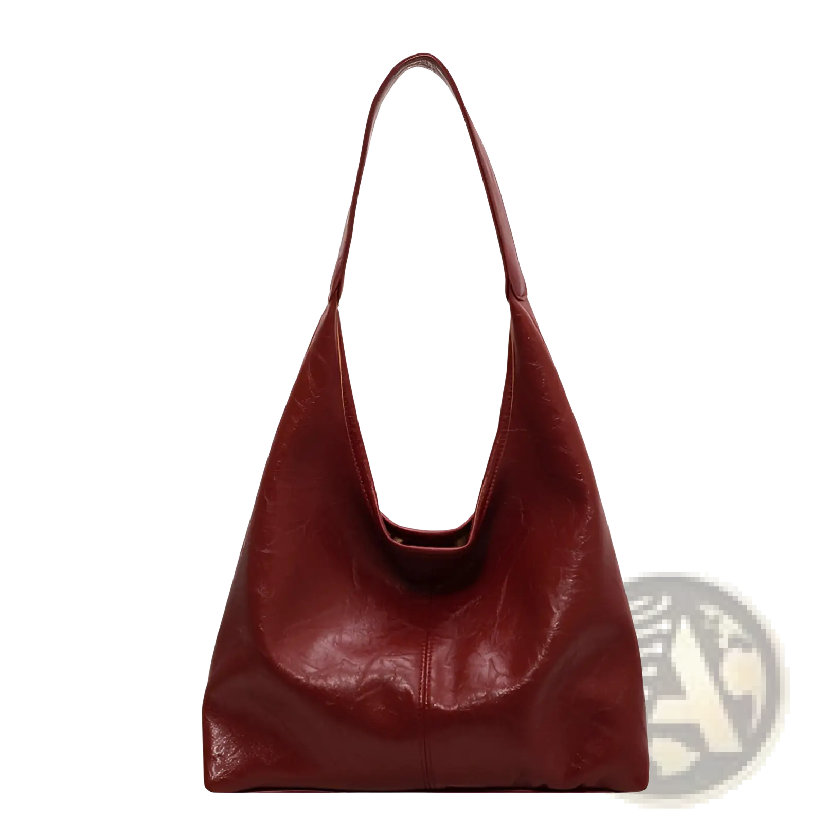 Vintage leather tote bag with large capacity burgundy hobo style soft textured leather and single shoulder strap