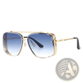Vintage mesh aviator sunglasses with gold-toned textured metal frames and gradient blue uv400 lenses