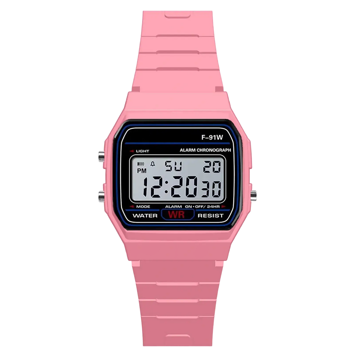 Men digital sport watch with pink rectangular led face and matching silicone strap waterproof for military use