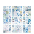 A collection of 100 delicate watercolor floral and butterfly patterned stickers in soft blues pinks yellows for vintage scrapbooking