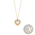Vintage shell heart pendant 18k gold plated necklace with a gold scalloped frame and mother-of-pearl center