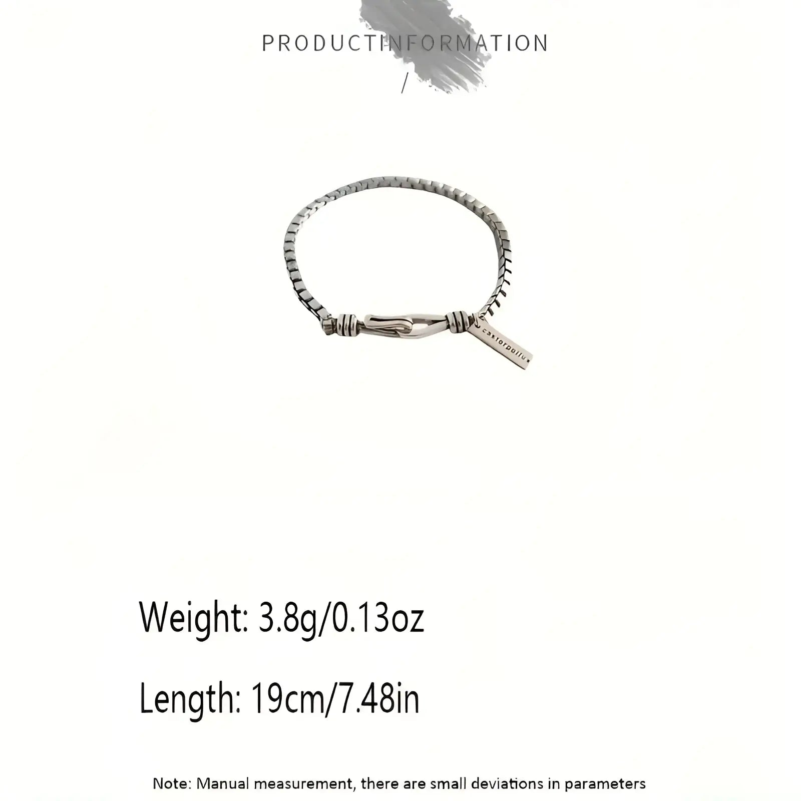 Vintage silver box chain cross bracelet in silver tone with sleek textured design and engraved brand tag