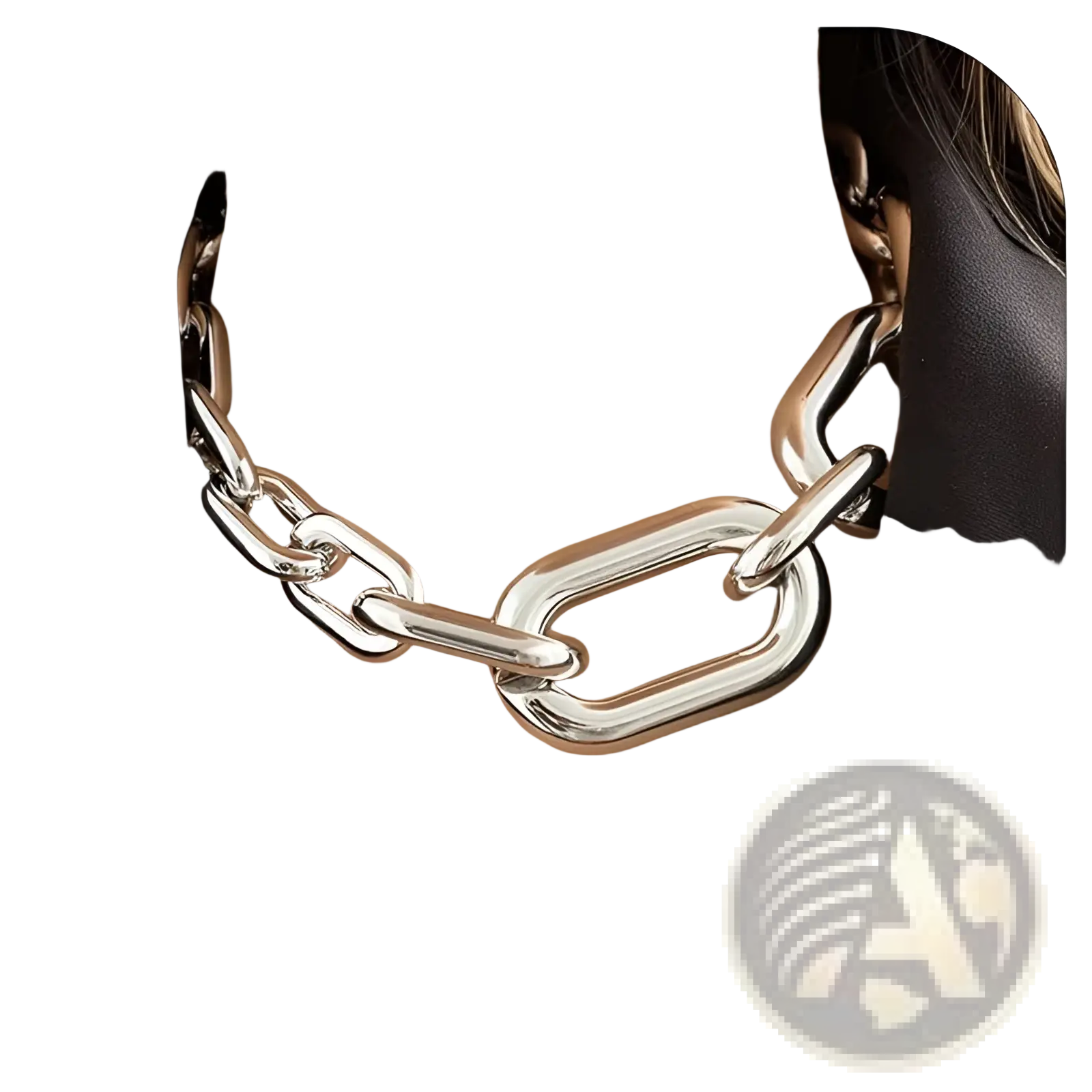 A vintage silver chunky link chain choker necklace featuring bold thick interlocking links around the neck