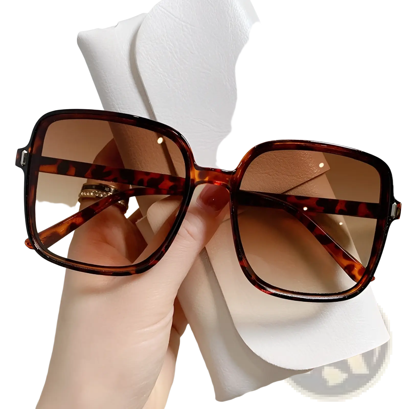 Vintage tortoiseshell square-frame sunglasses with gradient brown lenses offering uv protection and fashion style