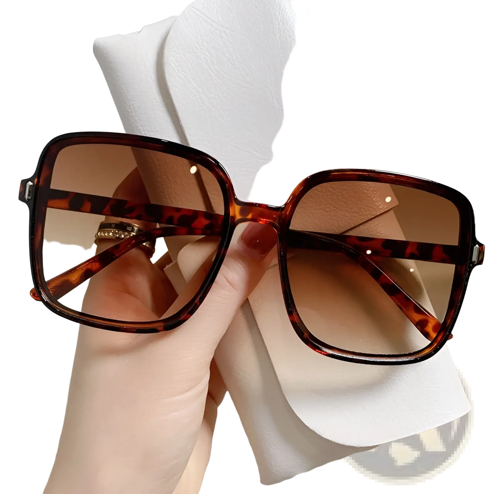 Vintage square tortoiseshell sunglasses with gradient brown lenses offering uv protection and fashionable style