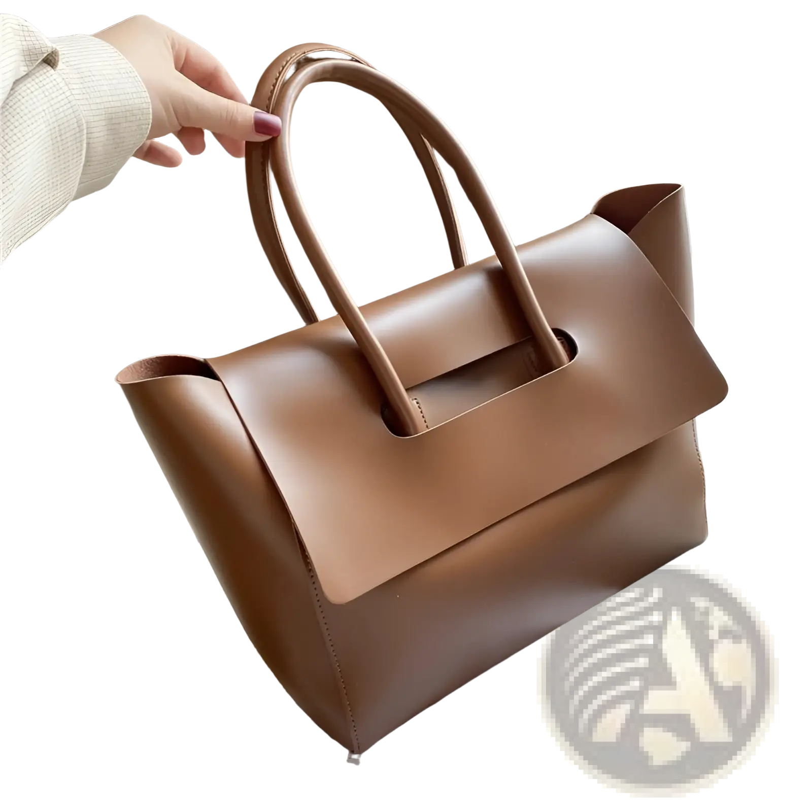 Brown leather vintage structured tote bag with top handles designed for stylish everyday use