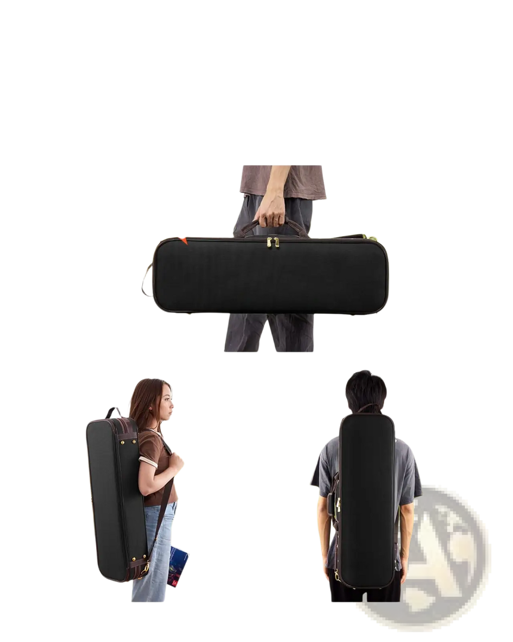 Black lightweight 4/4 full size violin case with gold-tone hardware and adjustable shoulder strap oblong hard bag