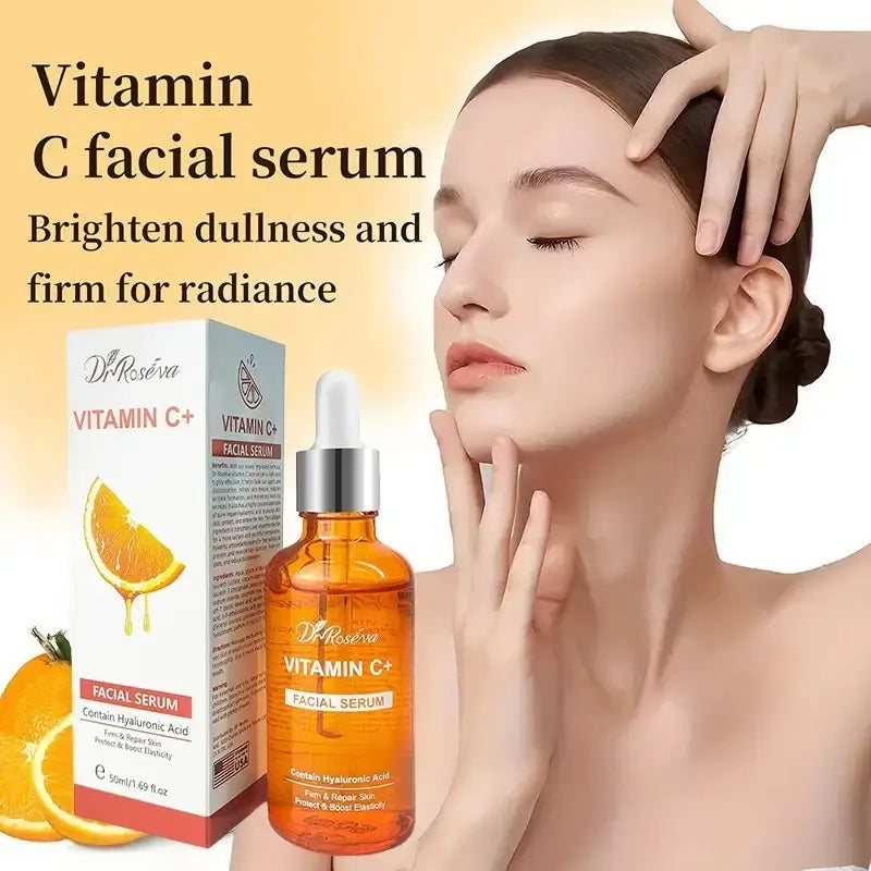 Dr vitamin c brightening skincare set showing the back side with detailed product information and usage instructions
