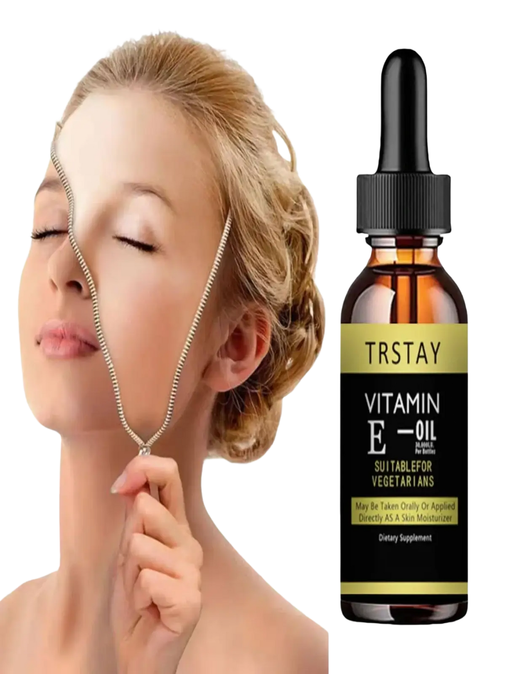 Amber glass vitamin e face essence bottle with black dropper cap for moisturizing whitening skin care for vegetarians