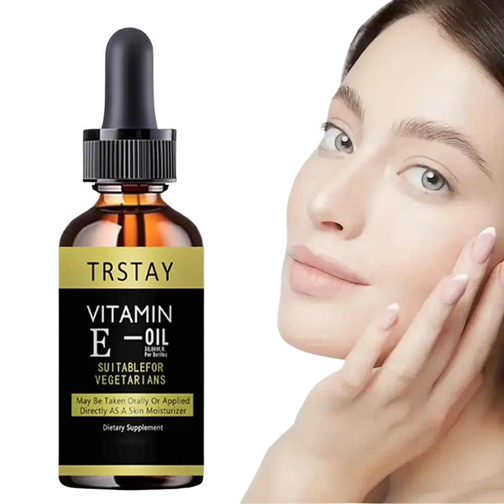 Trstay vitamin e oil face essence in amber glass bottle with black cap for moisturizing whitening skin care
