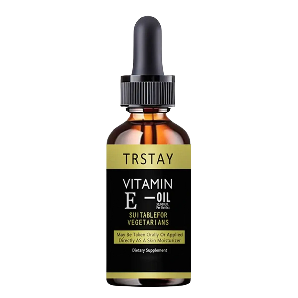 Trstay vitamin e oil in a dark amber glass bottle with black dropper cap for moisturizing whitening face essence skin care