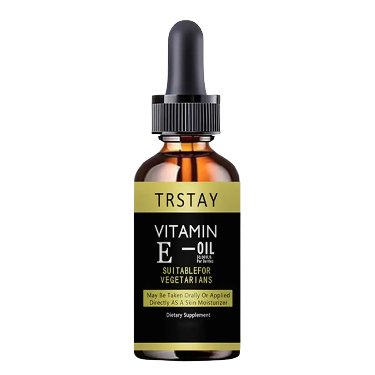 Trstay vitamin e oil in a dark amber glass bottle with black dropper cap for moisturizing whitening face essence skin care