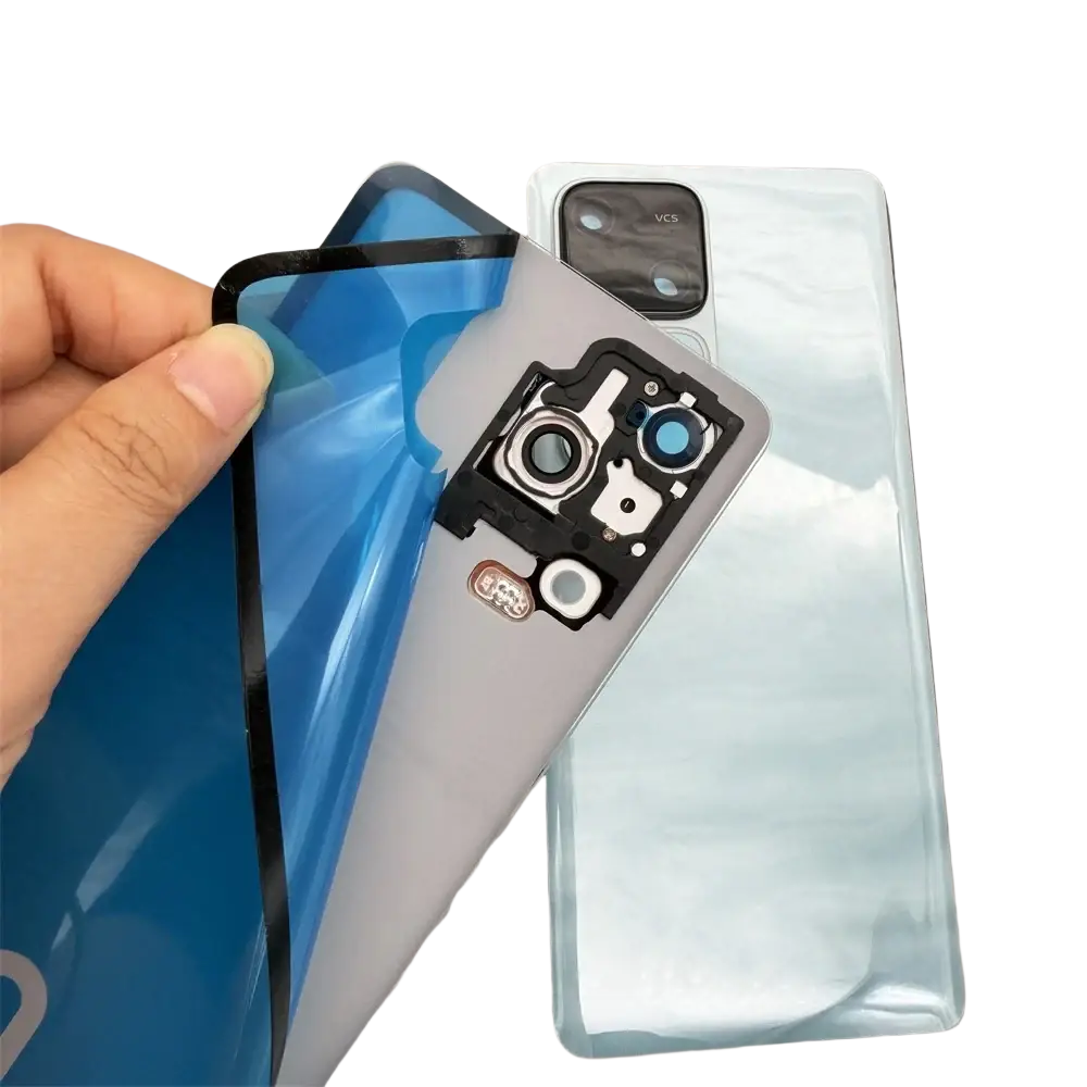 Light blue glossy glass back cover with black multi-lens camera module for vivo v30 v30pro replacement lens
