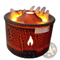 Volcano flame diffuser jellyfish air humidifier in red and black lava-rock texture with faux flame aromatherapy effect