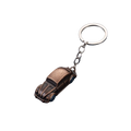 Bronze-colored metal volkswagen beetle keychain with silver ring and chain for car keys and accessories