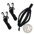 Black nylon volleyball spike training aid soloserve belt with metal carabiner clips for secure attachment