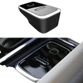 Volvo Cleanzone wireless car charger and air purifier with black and silver rectangular glossy center console air freshener
