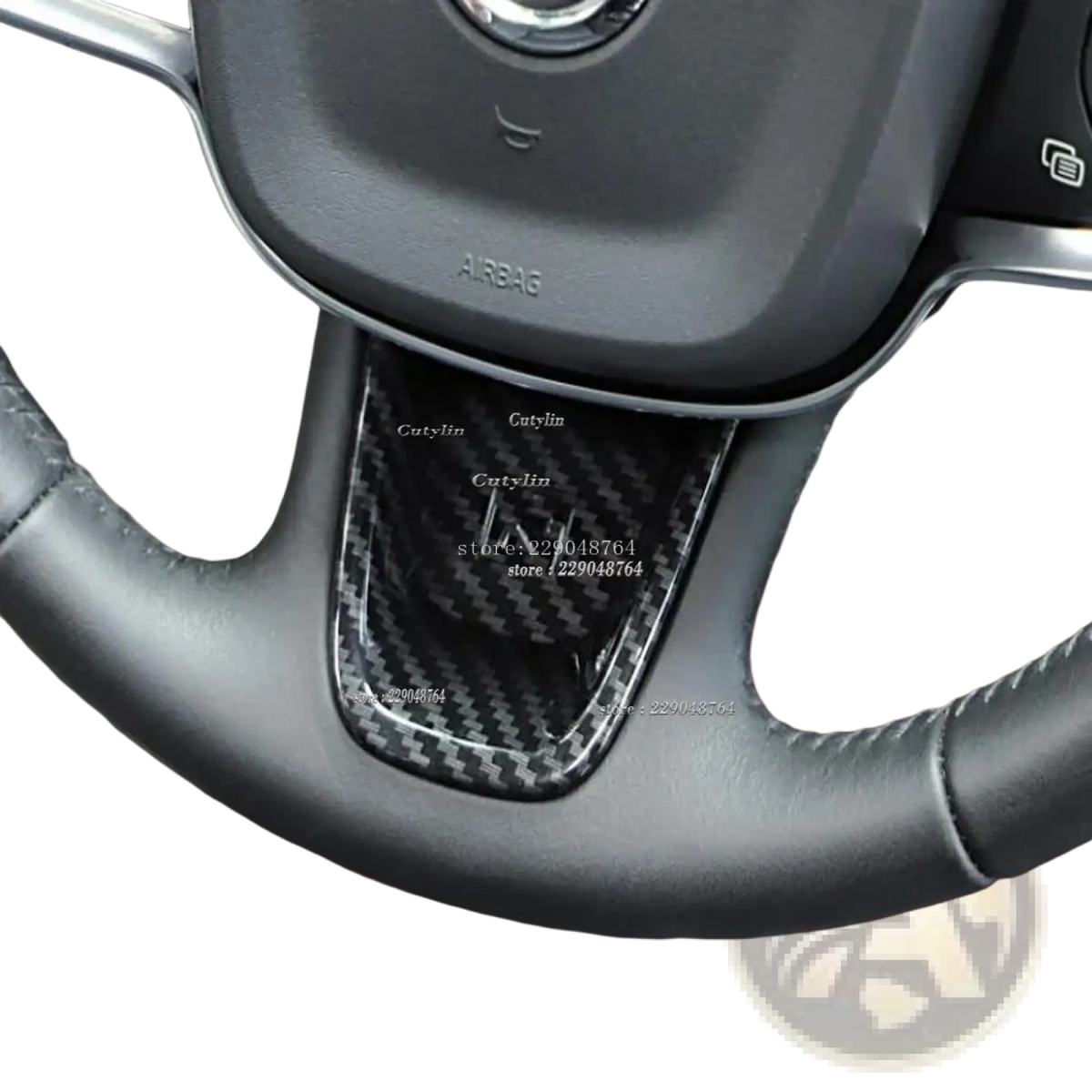 Carbon fiber black steering wheel accent cover for Volkswagen in Volvo XC40 carbon fiber interior trim kit 2019-2021