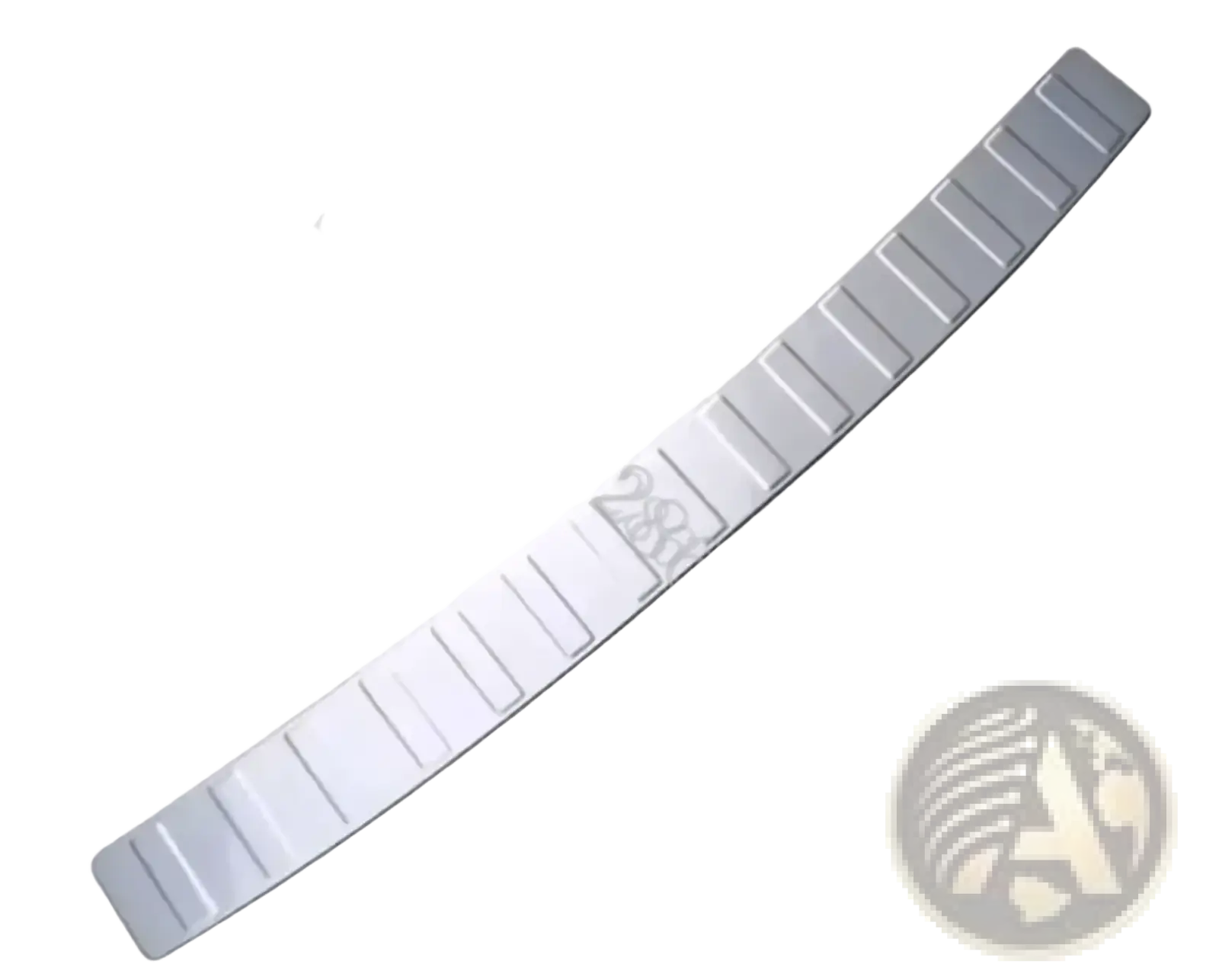 Silver metallic vw golf 6 mk6 rear door bumper protector sill plate with textured ribbed trunk lid protector surface