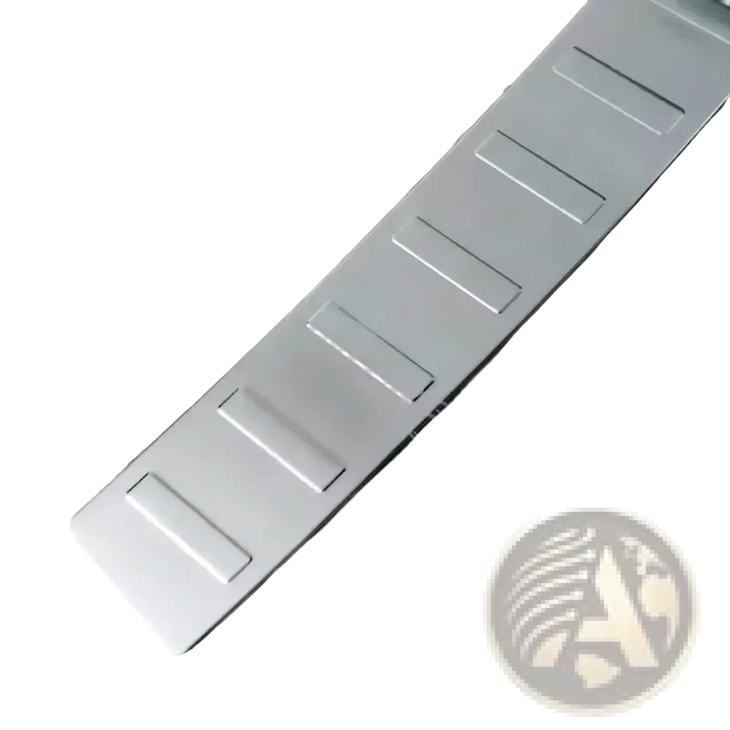 Silver metallic belt strap with rectangular cutouts for vw golf 6 mk6 rear door bumper protector sill plate