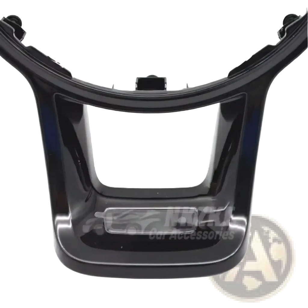 Black glossy plastic vw golf 7 mk7 gti steering wheel trim with central rectangular cutout and mounting tabs back side