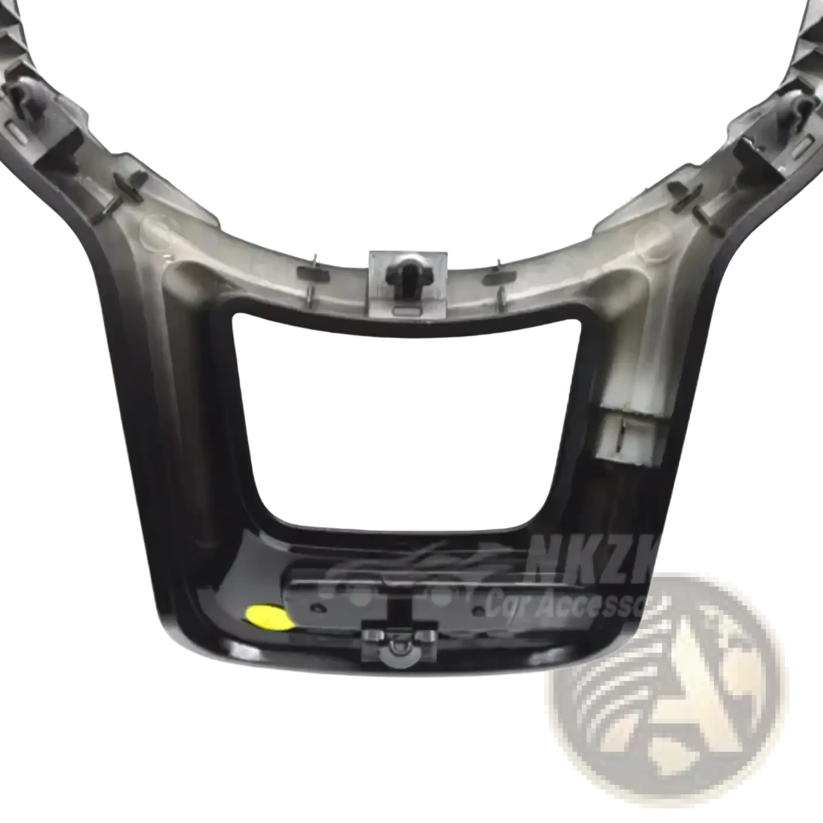Black plastic vw golf 7 mk7 gti steering wheel trim and mirror housing dashboard frame with central bracket back view