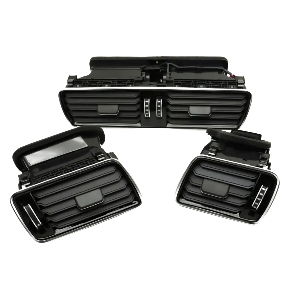 Vw passat b6 b7 front air vent replacement set black plastic vents with chrome trim and integrated control dials