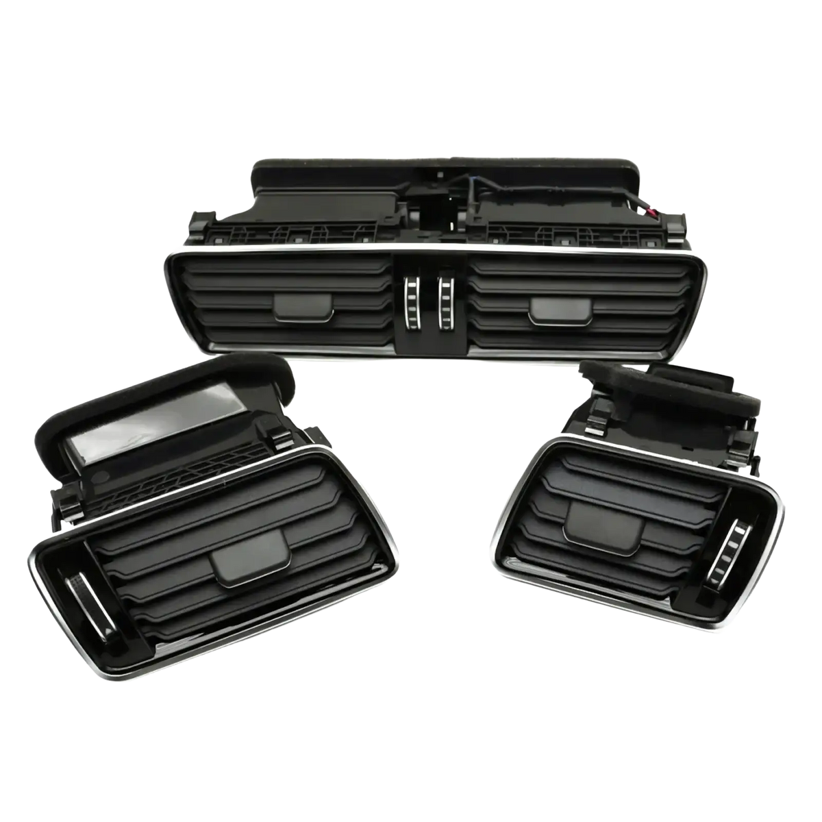 Vw passat b6 b7 front air vent replacement set black plastic vents with chrome trim and integrated control dials